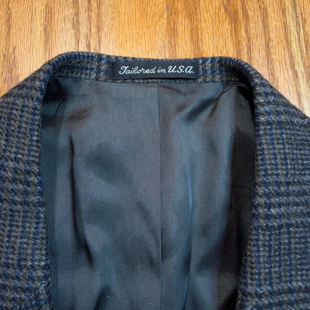 Vintage Woolrich Blazer Men's Medium Gray Plaid Jacket Wool Blend Made in USA - Picture 9 of 10